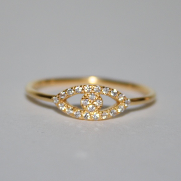 Vintagejelyfish Jewelry - .925 Sterling Silver gold Evil Eye CZ ring NWT
